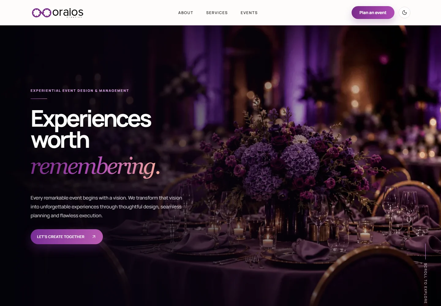 Oraios Creations website, captured from https://oraioscreations.com/