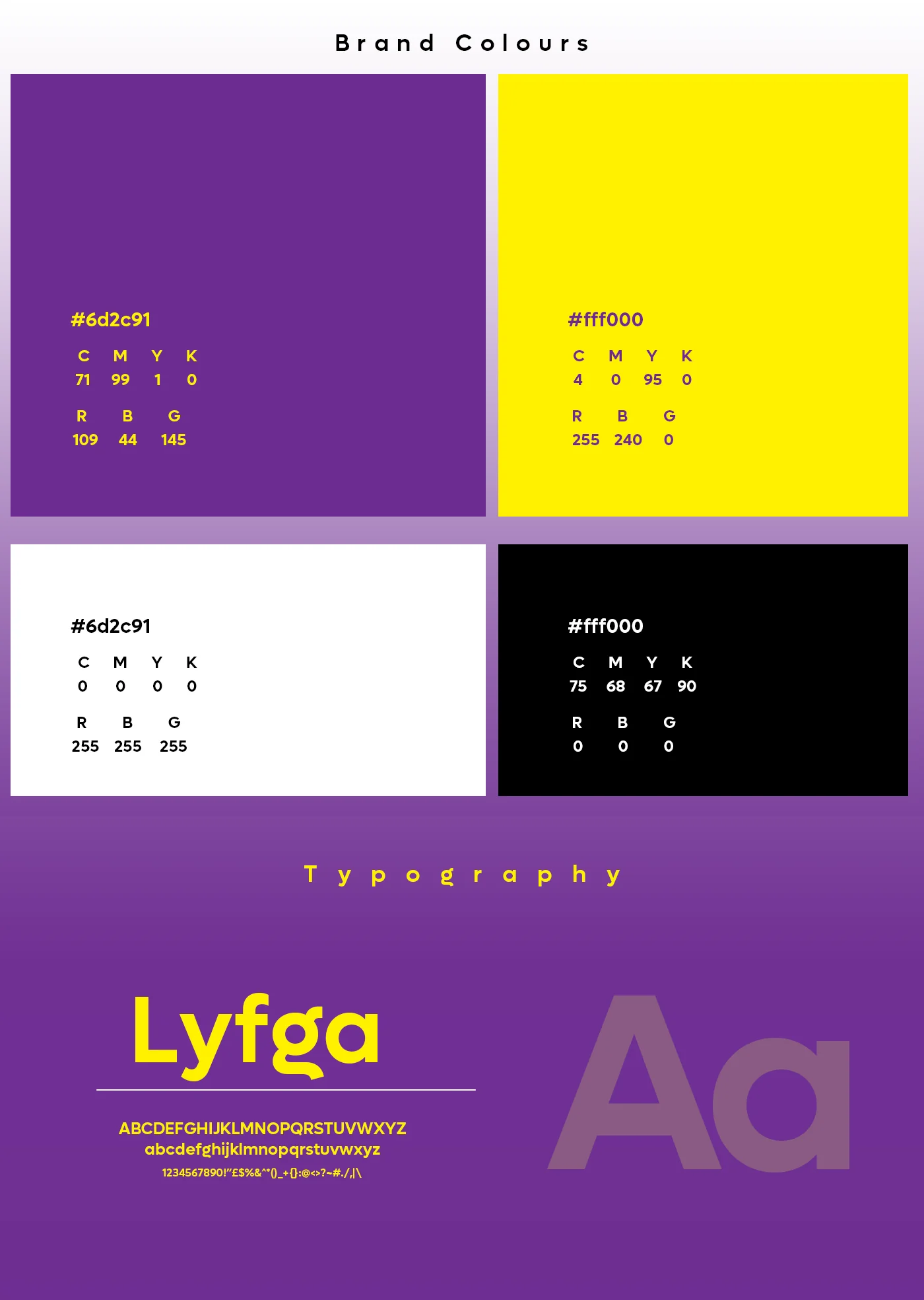 Fortune MFB colour palette and typography
