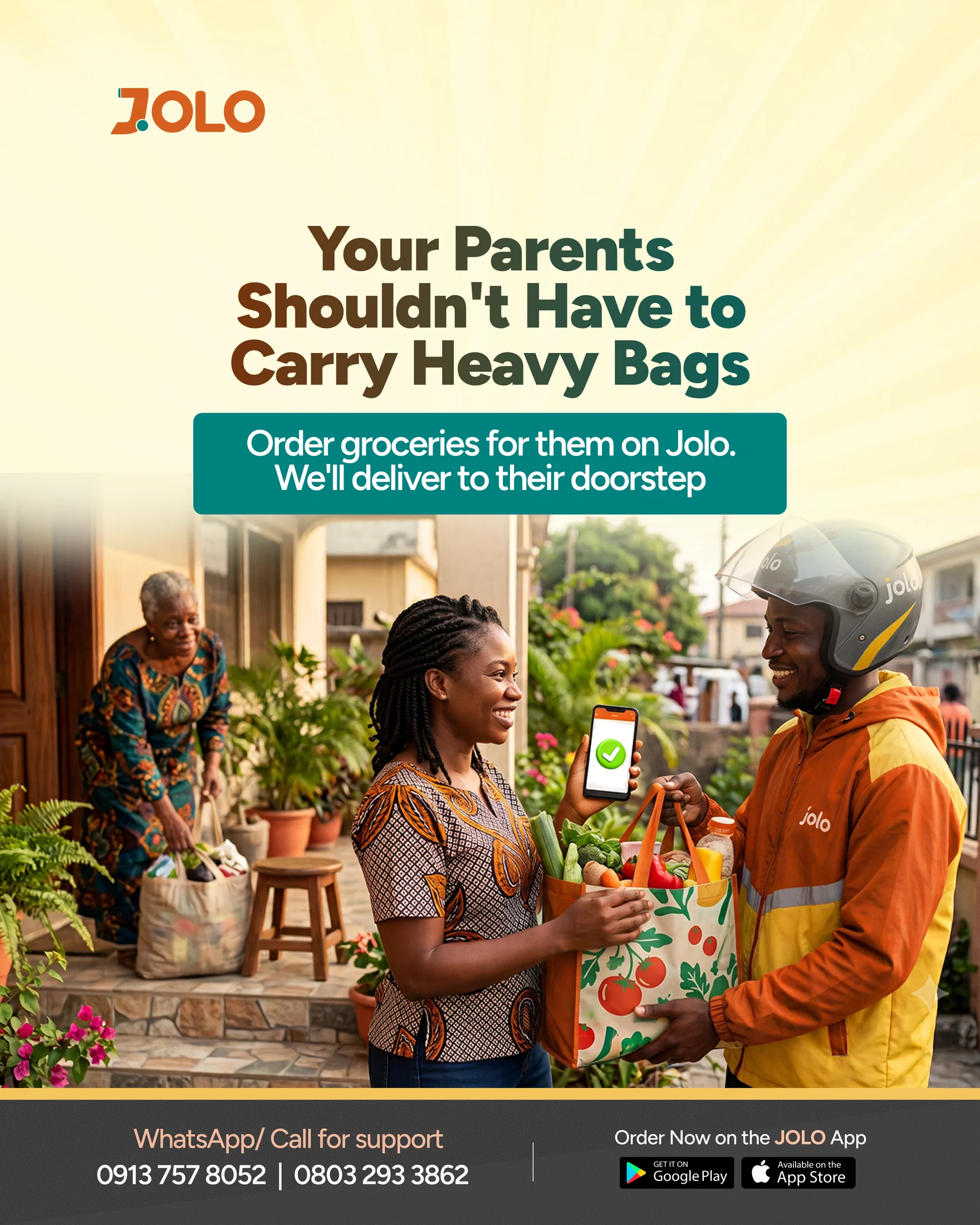 JOLO campaign about grocery delivery for parents