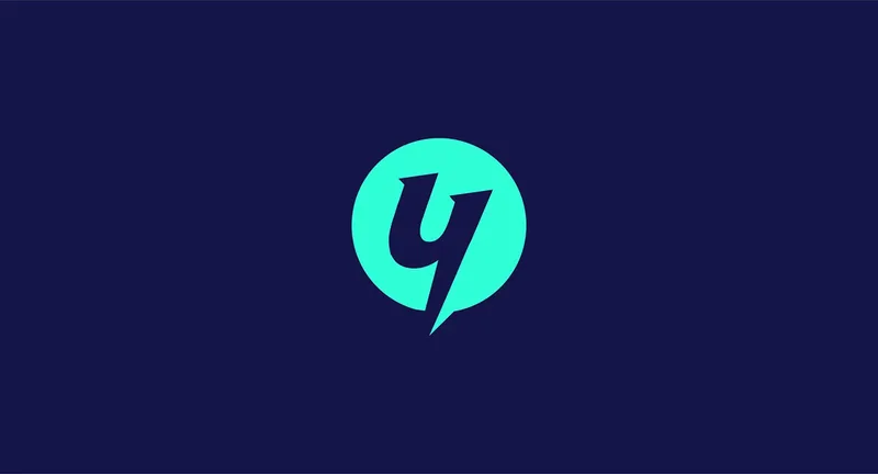 Yogopay turquoise identity symbol on a navy background